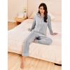 Ekouaer Womens Pajama Sets Long Sleeve Ribbed Knit Lounge Set Button Down Soft 2 Piece Pjs With Pockets(Light Grey)