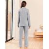 Ekouaer Womens Pajama Sets Long Sleeve Ribbed Knit Lounge Set Button Down Soft 2 Piece Pjs With Pockets(Light Grey)