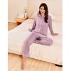 Ekouaer Womens Pajama Sets Long Sleeve Ribbed Knit Lounge Set Button Down Soft 2 Piece Pjs With Pockets(Pink)
