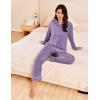 Ekouaer Womens Pajama Sets Long Sleeve Ribbed Knit Lounge Set Button Down Soft 2 Piece Pjs With Pockets(Purple)