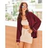 Ekouaer Womens Pajama Sets Long Sleeve Ribbed Knit Lounge Set Button Down Soft 2 Piece Pjs With Pockets(Wine Red)
