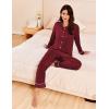 Ekouaer Womens Pajama Sets Long Sleeve Ribbed Knit Lounge Set Button Down Soft 2 Piece Pjs With Pockets(Wine Red)