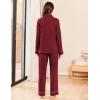 Ekouaer Womens Pajama Sets Long Sleeve Ribbed Knit Lounge Set Button Down Soft 2 Piece Pjs With Pockets(Wine Red)