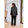 Ekouaer Womens Pajama Sets Satin Silk Pjs Classic Button Down Sleepwear Soft Long Sleeve Lounge Sets(Black)