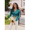 Ekouaer Womens Pajama Sets Satin Silk Pjs Classic Button Down Sleepwear Soft Long Sleeve Lounge Sets(Blue Green)