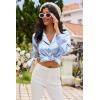 Ekouaer Womens Pajama Sets Satin Silk Pjs Classic Button Down Sleepwear Soft Long Sleeve Lounge Sets(Blue Striped)
