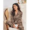 Ekouaer Womens Pajama Sets Satin Silk Pjs Classic Button Down Sleepwear Soft Long Sleeve Lounge Sets(Brown Leopard)