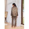 Ekouaer Womens Pajama Sets Satin Silk Pjs Classic Button Down Sleepwear Soft Long Sleeve Lounge Sets(Brown Leopard)