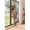 Ekouaer Womens Pajama Sets Satin Silk Pjs Classic Button Down Sleepwear Soft Long Sleeve Lounge Sets(Brown Leopard)