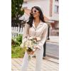 Ekouaer Womens Pajama Sets Satin Silk Pjs Classic Button Down Sleepwear Soft Long Sleeve Lounge Sets(Champagne)