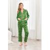 Ekouaer Womens Pajama Sets Satin Silk Pjs Classic Button Down Sleepwear Soft Long Sleeve Lounge Sets(Christmas Green)