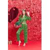 Ekouaer Womens Pajama Sets Satin Silk Pjs Classic Button Down Sleepwear Soft Long Sleeve Lounge Sets(Christmas Green)