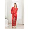 Ekouaer Womens Pajama Sets Satin Silk Pjs Classic Button Down Sleepwear Soft Long Sleeve Lounge Sets(Christmas Red)