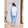 Ekouaer Womens Pajama Sets Satin Silk Pjs Classic Button Down Sleepwear Soft Long Sleeve Lounge Sets(Clear Blue)