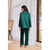 Ekouaer Womens Pajama Sets Satin Silk Pjs Classic Button Down Sleepwear Soft Long Sleeve Lounge Sets(Deep Green)