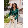 Ekouaer Womens Pajama Sets Satin Silk Pjs Classic Button Down Sleepwear Soft Long Sleeve Lounge Sets(Deep Green)