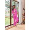 Ekouaer Womens Pajama Sets Satin Silk Pjs Classic Button Down Sleepwear Soft Long Sleeve Lounge Sets(Hot Pink Leopard)