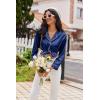 Ekouaer Womens Pajama Sets Satin Silk Pjs Classic Button Down Sleepwear Soft Long Sleeve Lounge Sets(Navy Blue)