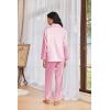 Ekouaer Womens Pajama Sets Satin Silk Pjs Classic Button Down Sleepwear Soft Long Sleeve Lounge Sets(Pink)