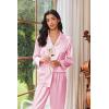 Ekouaer Womens Pajama Sets Satin Silk Pjs Classic Button Down Sleepwear Soft Long Sleeve Lounge Sets(Pink)