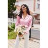 Ekouaer Womens Pajama Sets Satin Silk Pjs Classic Button Down Sleepwear Soft Long Sleeve Lounge Sets(Pink)