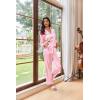 Ekouaer Womens Pajama Sets Satin Silk Pjs Classic Button Down Sleepwear Soft Long Sleeve Lounge Sets(Pink Striped)