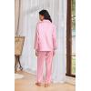 Ekouaer Womens Pajama Sets Satin Silk Pjs Classic Button Down Sleepwear Soft Long Sleeve Lounge Sets(Pink Striped)