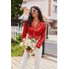 Ekouaer Womens Pajama Sets Satin Silk Pjs Classic Button Down Sleepwear Soft Long Sleeve Lounge Sets(Red)