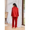 Ekouaer Womens Pajama Sets Satin Silk Pjs Classic Button Down Sleepwear Soft Long Sleeve Lounge Sets(Red)