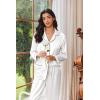 Ekouaer Womens Pajama Sets Satin Silk Pjs Classic Button Down Sleepwear Soft Long Sleeve Lounge Sets(White)