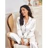 Ekouaer Womens Pajama Sets Satin Silk Pjs Classic Button Down Sleepwear Soft Long Sleeve Lounge Sets(White)