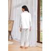 Ekouaer Womens Pajama Sets Satin Silk Pjs Classic Button Down Sleepwear Soft Long Sleeve Lounge Sets(White)