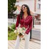 Ekouaer Womens Pajama Sets Satin Silk Pjs Classic Button Down Sleepwear Soft Long Sleeve Lounge Sets(Wine Red)