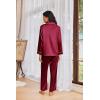 Ekouaer Womens Pajama Sets Satin Silk Pjs Classic Button Down Sleepwear Soft Long Sleeve Lounge Sets(Wine Red)