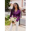 Ekouaer Womens Pajama Sets Satin Silk Pjs Classic Button Down Sleepwear Soft Long Sleeve Lounge Sets(Wineberry)