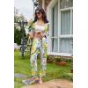 Ekouaer Womens Pajama Sets Satin Silk Pjs Classic Button Down Sleepwear Soft Long Sleeve Lounge Sets(Yellow Chrysanthemum)