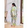 Ekouaer Womens Pajama Sets Satin Silk Pjs Classic Button Down Sleepwear Soft Long Sleeve Lounge Sets(Yellow Chrysanthemum)