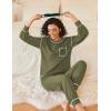 Ekouaer Womens Pajamas Set Waffle Knit Long Sleeve Lounge Set 2 Piece Pj Loungewear Sleepwear S-XXL(Army Green)