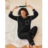 Ekouaer Womens Pajamas Set Waffle Knit Long Sleeve Lounge Set 2 Piece Pj Loungewear Sleepwear S-XXL(Black)