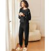 Ekouaer Womens Pajamas Set Waffle Knit Long Sleeve Lounge Set 2 Piece Pj Loungewear Sleepwear S-XXL(Black)