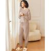 Ekouaer Womens Pajamas Set Waffle Knit Long Sleeve Lounge Set 2 Piece Pj Loungewear Sleepwear S-XXL(Champagne)