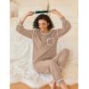 Ekouaer Womens Pajamas Set Waffle Knit Long Sleeve Lounge Set 2 Piece Pj Loungewear Sleepwear S-XXL(Champagne)
