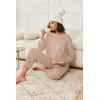 Ekouaer Womens Pajamas Set Waffle Knit Long Sleeve Lounge Set 2 Piece Pj Loungewear Sleepwear S-XXL(Champagne)