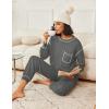 Ekouaer Womens Pajamas Set Waffle Knit Long Sleeve Lounge Set 2 Piece Pj Loungewear Sleepwear S-XXL(Dark Gray)