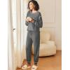 Ekouaer Womens Pajamas Set Waffle Knit Long Sleeve Lounge Set 2 Piece Pj Loungewear Sleepwear S-XXL(Dark Gray)