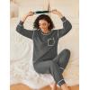 Ekouaer Womens Pajamas Set Waffle Knit Long Sleeve Lounge Set 2 Piece Pj Loungewear Sleepwear S-XXL(Dark Gray)