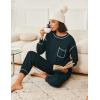 Ekouaer Womens Pajamas Set Waffle Knit Long Sleeve Lounge Set 2 Piece Pj Loungewear Sleepwear S-XXL(Green)