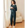 Ekouaer Womens Pajamas Set Waffle Knit Long Sleeve Lounge Set 2 Piece Pj Loungewear Sleepwear S-XXL(Green)