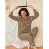 Ekouaer Womens Pajamas Set Waffle Knit Long Sleeve Lounge Set 2 Piece Pj Loungewear Sleepwear S-XXL(Khaki)