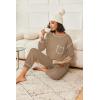 Ekouaer Womens Pajamas Set Waffle Knit Long Sleeve Lounge Set 2 Piece Pj Loungewear Sleepwear S-XXL(Khaki)